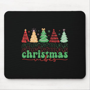 Christmas Vibes Retro Christmas Tree Xmas Holiday  Mouse Pad
