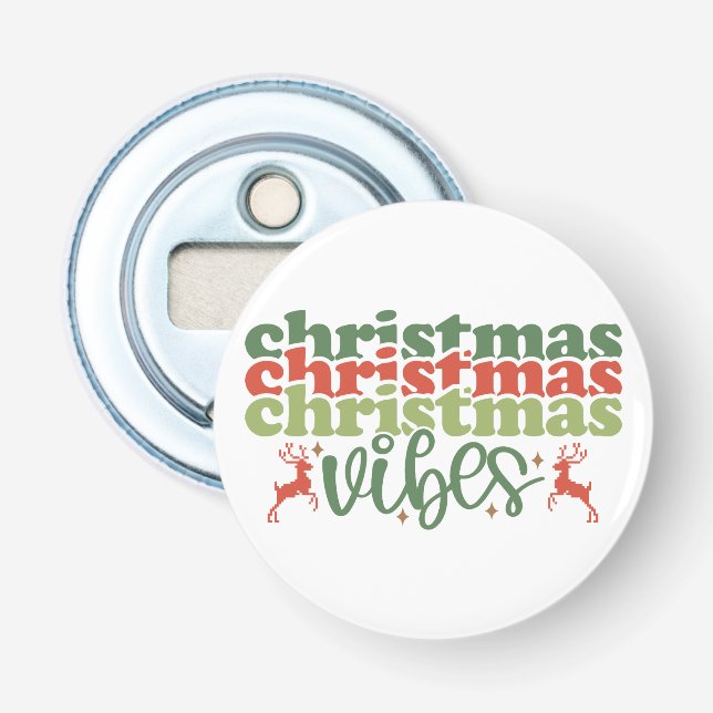 Christmas Vibes Retro Groovy Christmas Holidays Bottle Opener (Front)