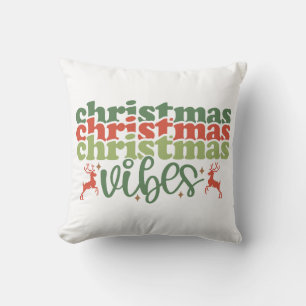 Christmas Vibes Retro Groovy Christmas Holidays Cushion