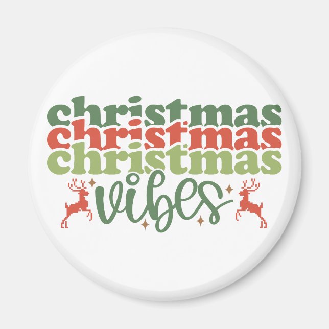 Christmas Vibes Retro Groovy Christmas Holidays Magnet (Front)