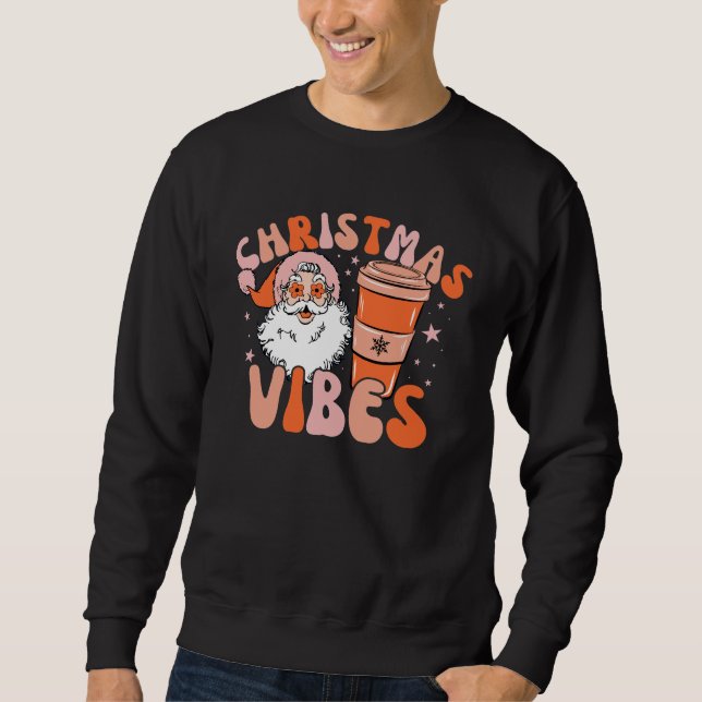 Christmas Vibes Retro Kawaii Colourful Coffee Gift Sweatshirt (Front)
