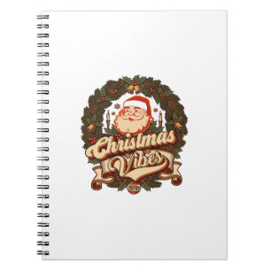 Christmas Vibes Santa Claus Wreath Bells Notebook