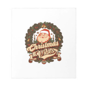 Christmas Vibes Santa Claus Wreath Bells Notepad