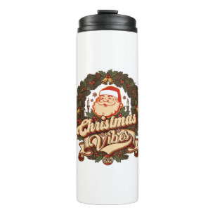 Christmas Vibes Santa Claus Wreath Bells Thermal Tumbler