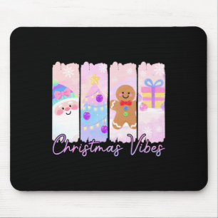Christmas Vibes Santa Claus Xmas Tree Gingerbread  Mouse Pad