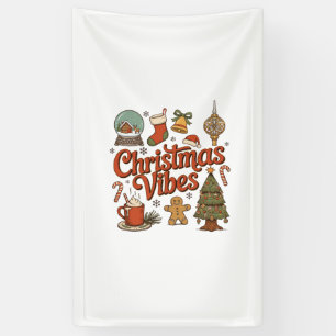 Christmas Vibes Snow Globe Gingerbread Man Tree Banner