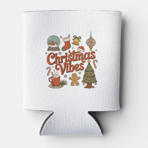 Christmas Vibes Snow Globe Gingerbread Man Tree Can Cooler