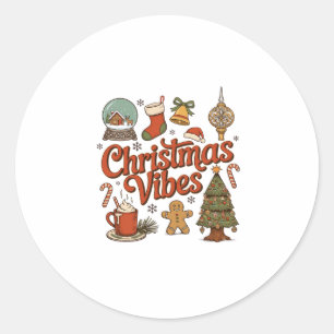 Christmas Vibes Snow Globe Gingerbread Man Tree Classic Round Sticker