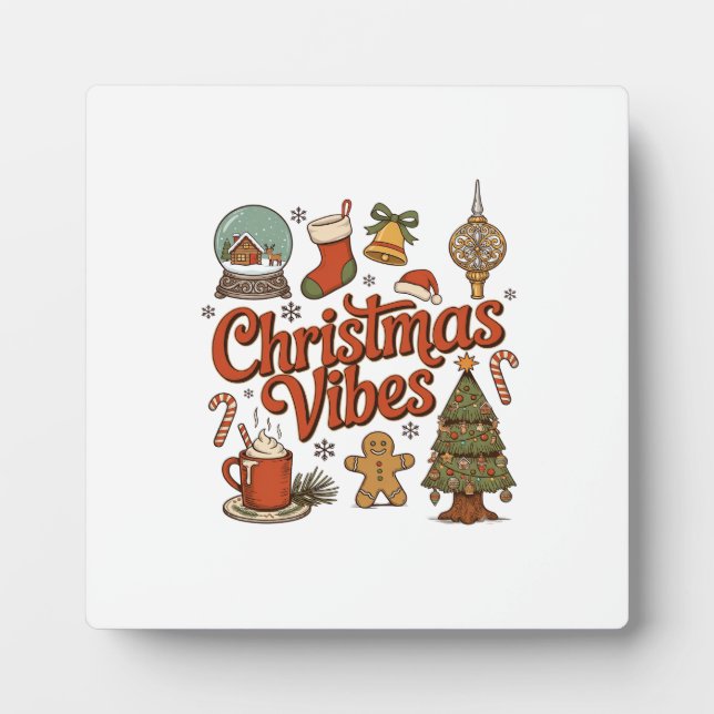 Christmas Vibes Snow Globe Gingerbread Man Tree Plaque (Front)
