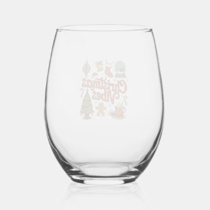 Christmas Vibes Snow Globe Gingerbread Man Tree Stemless Wine Glass