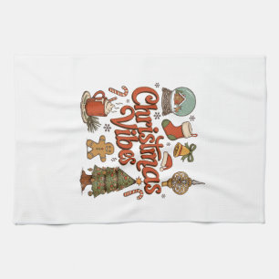Christmas Vibes Snow Globe Gingerbread Man Tree Tea Towel