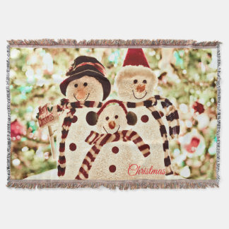 Christmas Vibes Snowman Celebration Throw Blanket