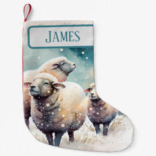 Christmas Vibes Watercolor Sheep -  Small Christmas Stocking