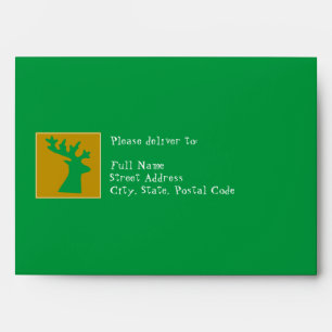 Christmas Vibrant Irish Green and Golden Reindeer Envelope