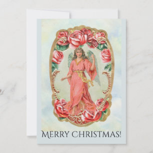 Christmas Victorian Angel Framed Roses Invitation