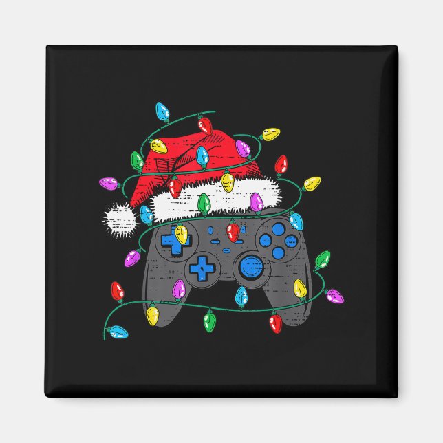 Christmas Video Game Controller Hat Santa Gamer Bo Magnet (Front)