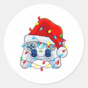 Christmas Video Game Controller Santa Gamer Boys  Classic Round Sticker