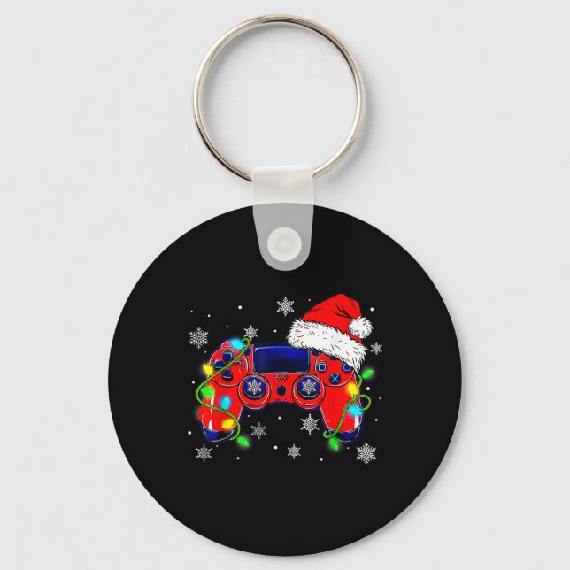 Christmas Video Game Controller Santa Hat Gamer Bo Key Ring (Front)