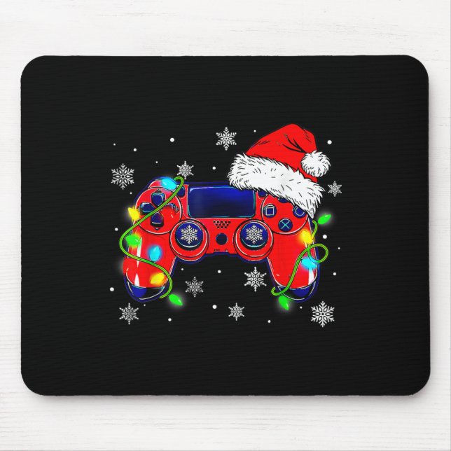 Christmas Video Game Controller Santa Hat Gamer Bo Mouse Pad (Front)
