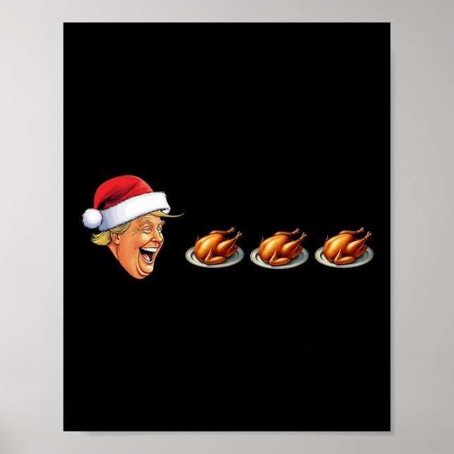 Christmas Video Game Trump Face Eating Turkey Game Poster (Front)