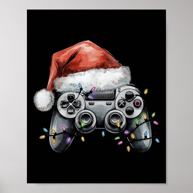 Christmas Video Gamer Controller Xmas Gaming Men B Poster (Front)