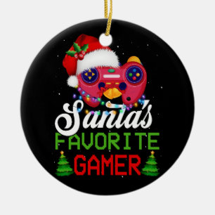 Christmas Video Gamer Santa's Favourite Gamer Game Ceramic Ornament