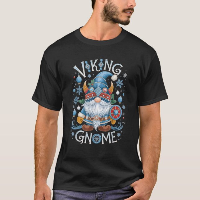 Christmas Viking Gnome Holiday Magic Fun  T-Shirt (Front)