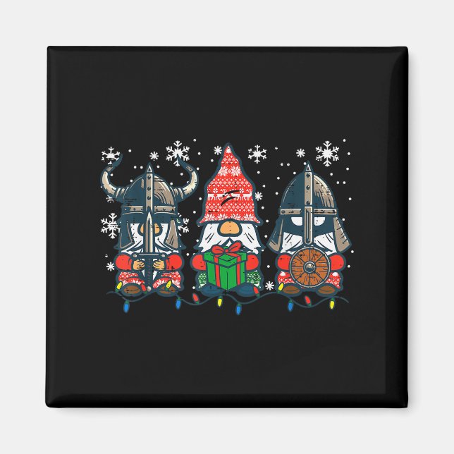 Christmas Viking Gnomes Funny Nordic Xmas Men Wome Magnet (Front)