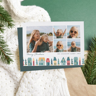Christmas Village   5 Photo Collage Holiday Card