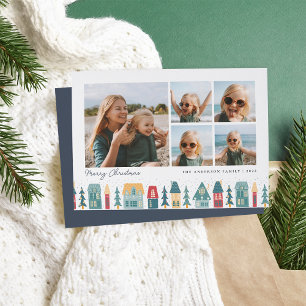 Christmas Village   5 Photo Collage Holiday Card