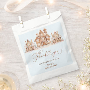 Christmas Village Blue Baby Shower Thank You Favour Bag