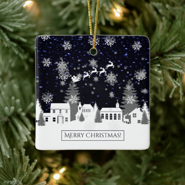 Christmas Village Ceramic Ornament (Tree)