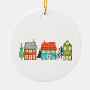 Christmas Village  Ceramic Ornament