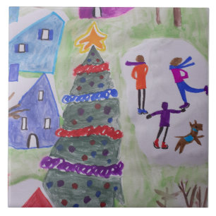 Christmas Village Ceramic Tile