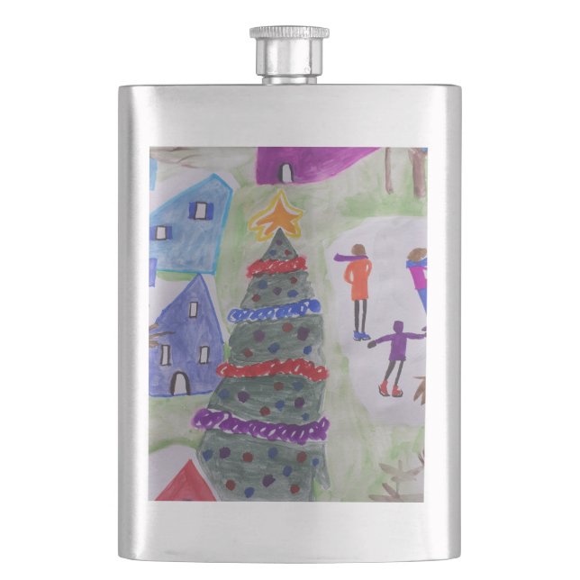 Christmas Village Classic Hip Flask (Front)