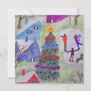 Christmas Village Flat Christmas Card
