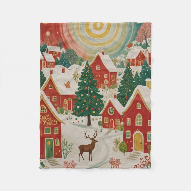 Christmas Village Fleece Blanket (Front)
