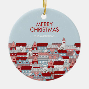 Christmas Village Holiday Ceramic Ornament