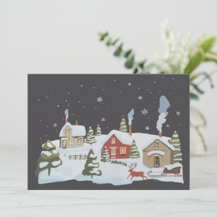 Christmas Village Holiday Farm Holiday Vintage Card