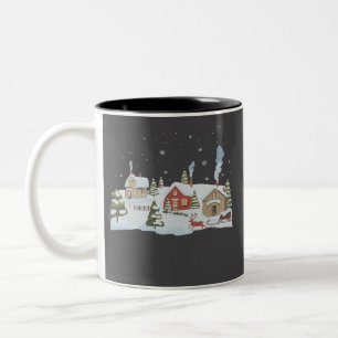 Christmas Village Holiday Farm Holiday Vintage Two-Tone Coffee Mug