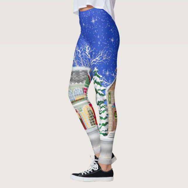 Christmas village Holiday fun leggings (Left)
