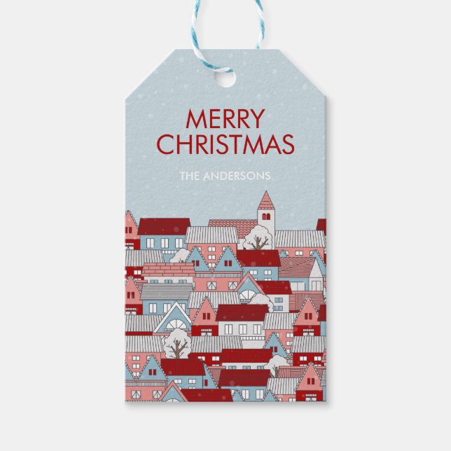 Christmas Village Holiday Gift Tag (Front)