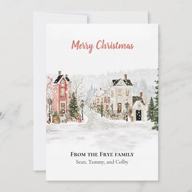 Christmas Village Holiday Greeting Card (Front)