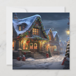 Christmas village holiday greeting card
