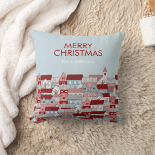 Christmas Village Holiday Throw Pillow