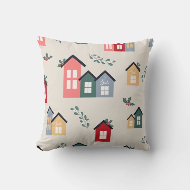 Christmas Village Holly Cute Cushion (Front)