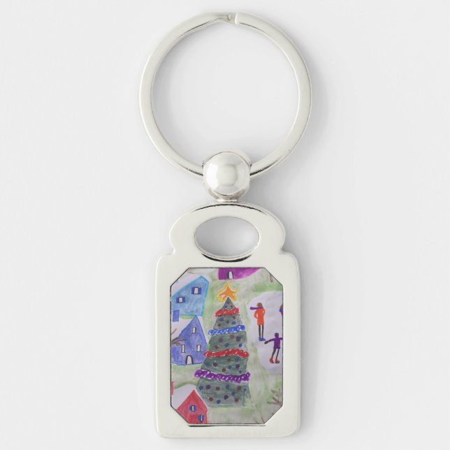 Christmas Village Metal Key Ring (Front)