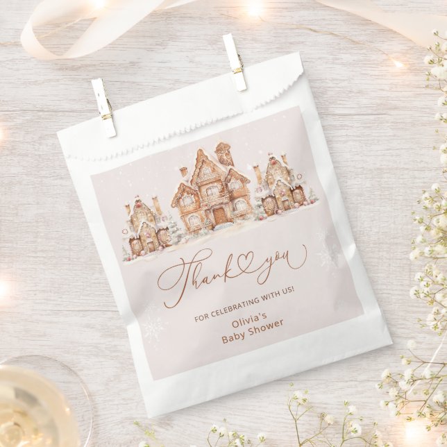 Christmas Village Neutral Baby Shower Thank You Favour Bag (Clipped)