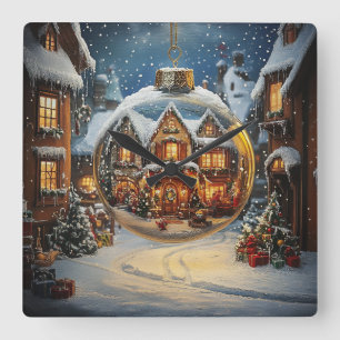 Christmas Village Ornament Wall Clock