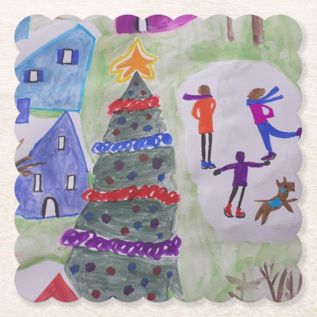 Christmas Village  Paper Coaster (Front)